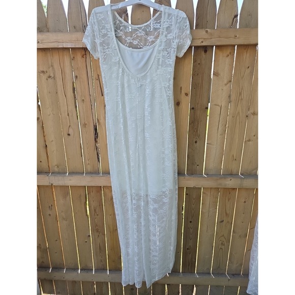 NWT Wild Fable Short Sleeve Maxi Dress White Lace Size Small - Picture 3 of 4